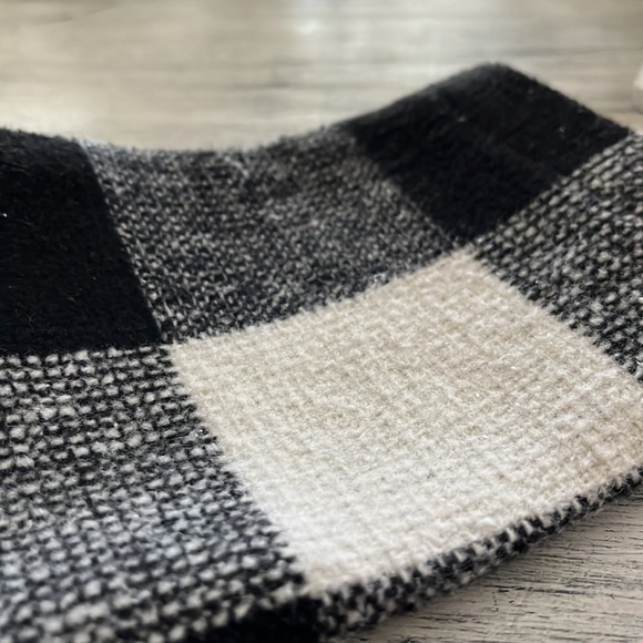 Fall Black & White open front checkered plaid long coat jacket size XS - Picture 8 of 12